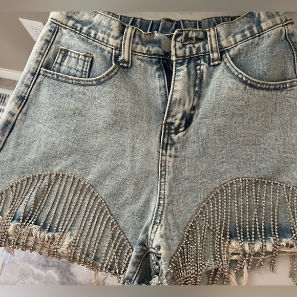 Rhinestone denim shorts - Picture 2 of 3
